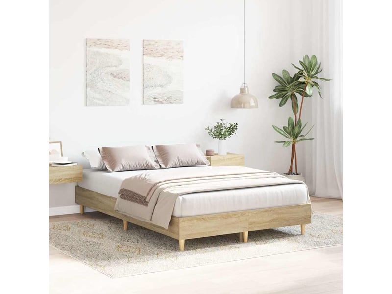  Lit double- lit adulte -  cadre de lit sans matelas chêne sonoma 140x190 cm  - Conforama B