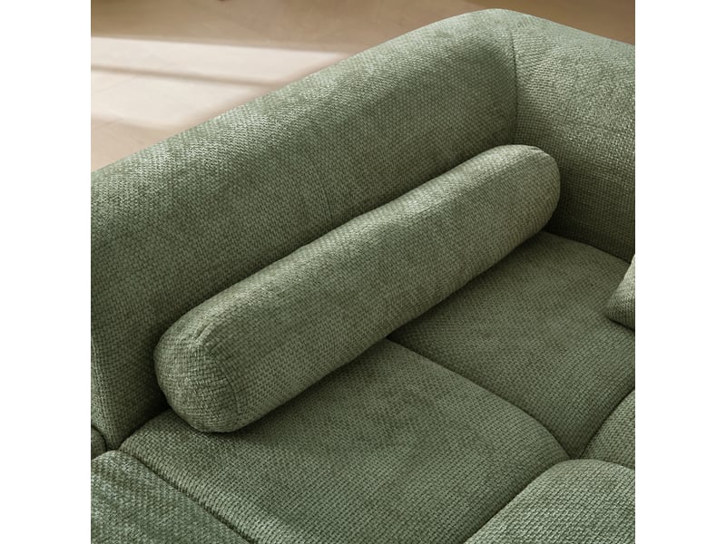  Canapé d'angle vert 4 places en tissu chenille doux - 263 cm - assise ergonomique et poche latérale  - Conforama W