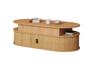 Table basse ovale coloris bois clair HAVRYA - 50 cmx100 cm