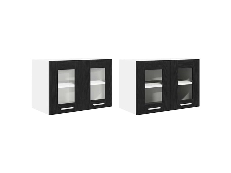  Meuble de rangement cuisine, armoire suspendue 2 pcs chêne noir bois d'ingénierie shl8055  - Conforama A