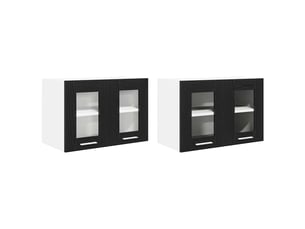 Meuble de rangement cuisine, armoire suspendue 2 pcs chêne noir bois d'ingénierie shl8055