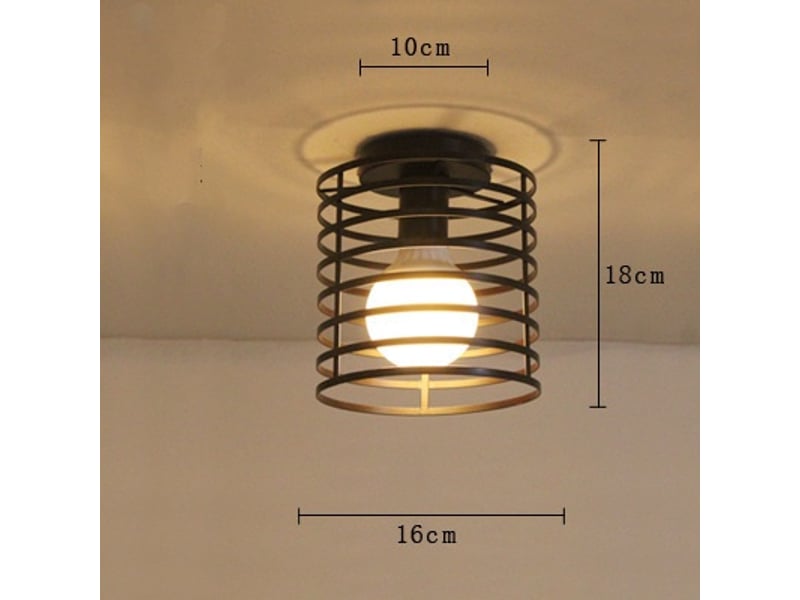  Plafonnier industrielle cage lustre suspension en métal fer luminaire  noir  - Conforama B
