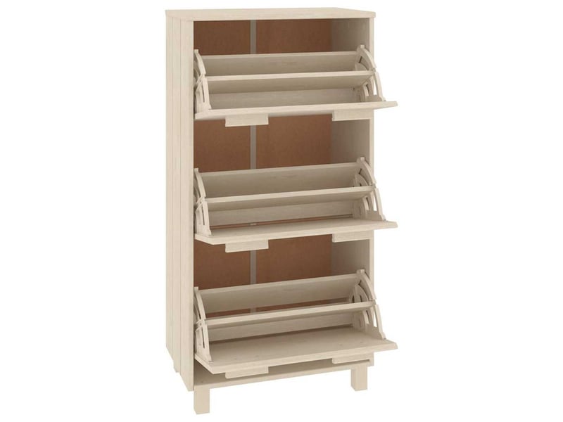  Meuble à chaussure, armoire à chaussures hamar marron miel 59,5x35x117cm pin massif  - Conforama D