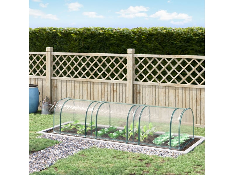  Mini serre de jardin 350 x 100 x 80 cm – transparente – film pvc, cadre acier et ouverture relevable  - Conforama B