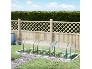 Mini serre de jardin 350 x 100 x 80 cm – transparente – film pvc, cadre acier et ouverture relevable