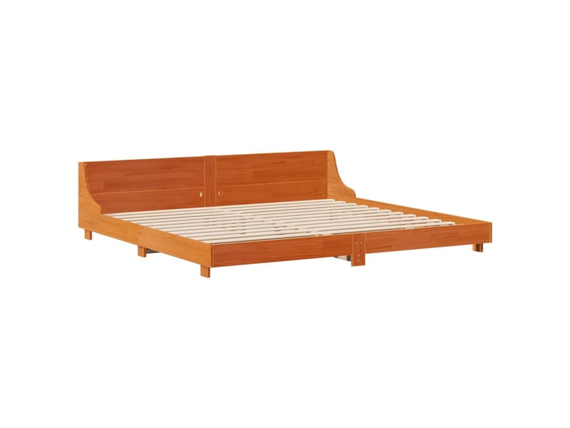  Lit double- lit adulte -  cadre de lit sans matelas  marron 200x200cm bois pin massif  - Conforama B