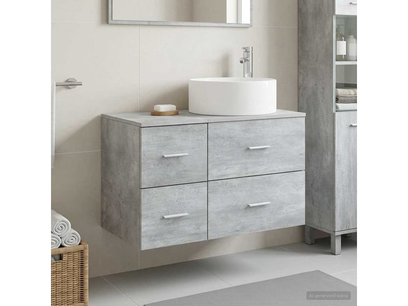  Ensemble de mobilier de salle de bain 2 pc gris béton cf64147  - Conforama B