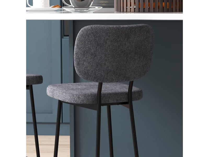  Lot de 2 tabourets de bar chaises hautes chaises de cuisine avec repose-pieds et dossier en tissu de lin et acier  - Conforama W