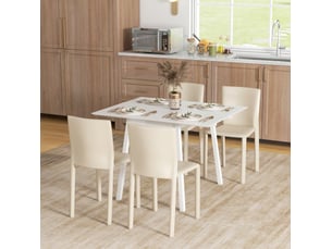 Table de salle à manger pliante avec 2 panneaux rabattables et structure stable pour cuisine et petit espace
