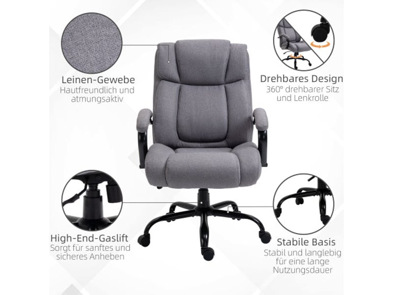  Chaise de bureau ergonomique pivotante, style gaming, rembourrage épais, inclinable, charge 220 kg  - Conforama B