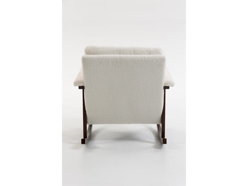 Fauteuil à bascule mid-century, rocking chair rembourré avec structure en bois pour salon et chambre - Conforama W