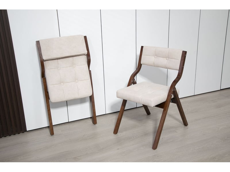 Chaise de salle à manger chaise repas pliable dossier rembourré bois portable déjà montées crème - Conforama E