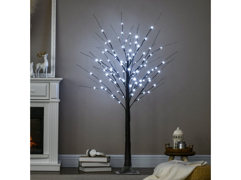  Arbre lumineux led - décoration lumineuse blanc froid - 96 leds - usage intérieur - 150 cm - décoration de noël chambre maison marron  - Conforama D