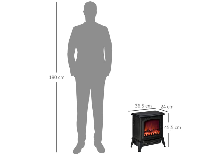  Poêle électrique 36,5x24x45,5 cm effet flamme led noir  - Conforama E