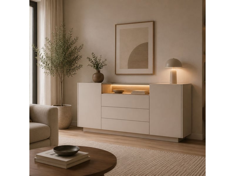  Buffet haleli, enfilade 3 tiroirs, 176x40x83h cm beige Haleli - Conforama B