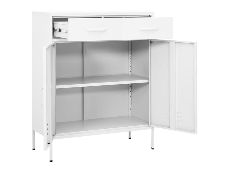  Armoire de rangement, rangement bureau blanc 80x35x101,5 cm acier shl2252  - Conforama E