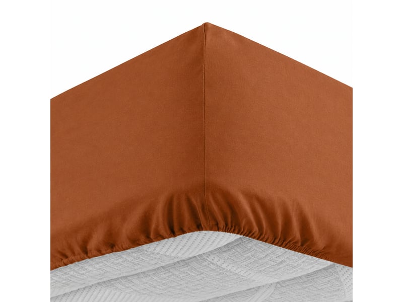  Drap housse 2 personnes 140 x 190 cm 100% coton 57 fils lina caramel bonnet 30 cm 1645323 - Conforama C