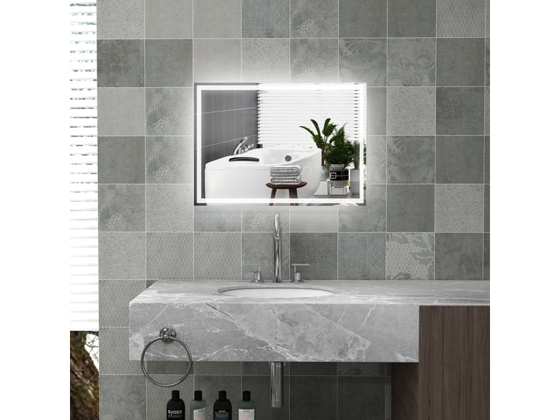  Miroir de salle de bains led avec éclairage blanc froid, 50 x 70 cm  - Conforama C