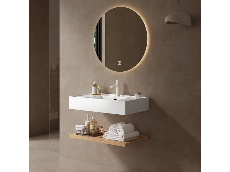  Badezimmerschrank - lede - 75cm - acrylique - bois naturel - blanc 75x46x20.7cm - Conforama B