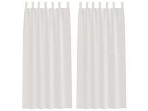 Lot de 2 rideaux en voile, voilage crème 225 x 140 cm polyester cf43898