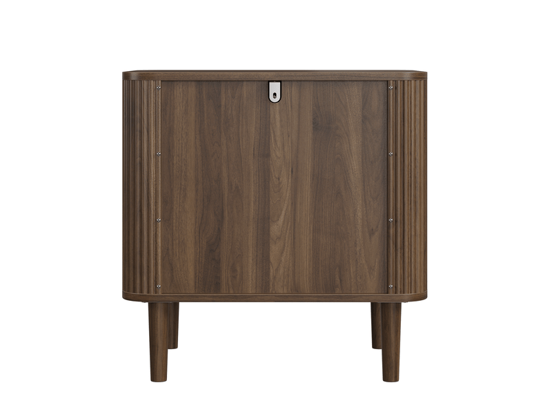  Table de chevet 57 x 40 x 57 cm en mdf finition bois foncé, 2 tiroirs rainurés, style moderne intemporel  - Conforama D