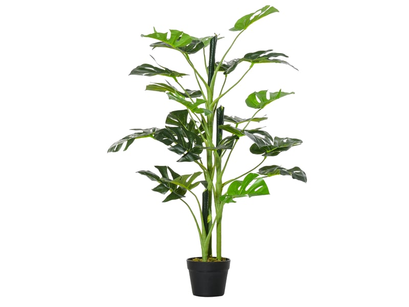  Plante artificielle modèle monstera avec 21 feuilles en pot ciment, intérieur ou extérieur, dim. Ø16 x 100h cm  - Conforama B