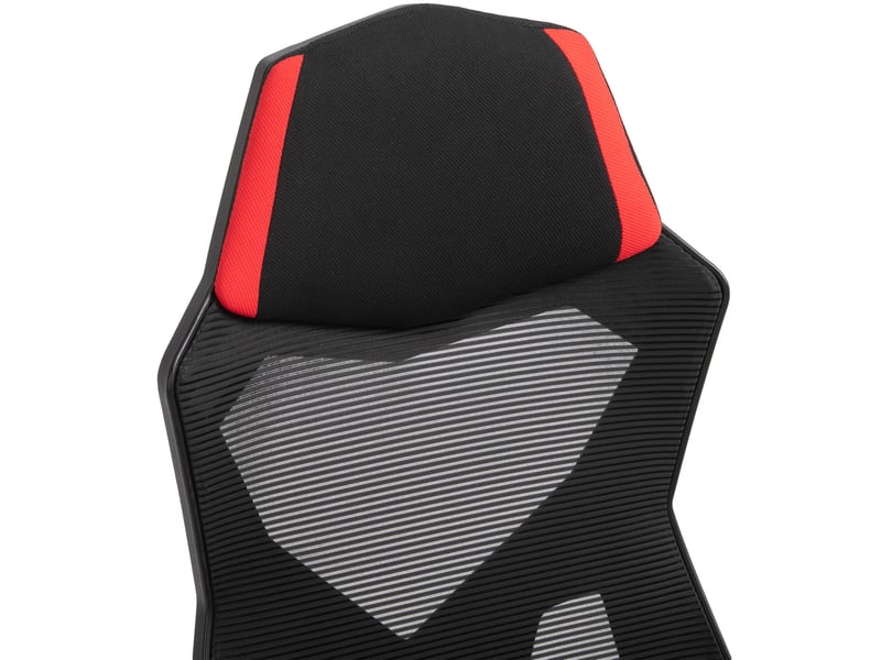  Chaise de bureau gaming 58 x 63 x 112-122 cm noir et rouge en polyester, avec repose-pieds rétractable  - Conforama E