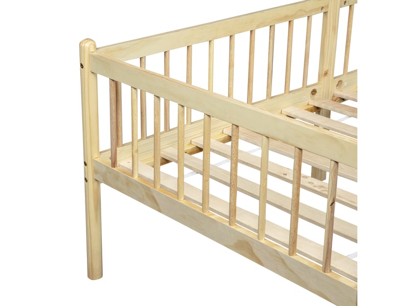  Lit banquette 90x200 cm avec garde-corps sur trois côtés en bois naturel sans matelas  - Conforama D