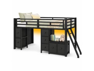 Lit mezzanine 90x200 cm <strong>OKMYHOME</strong> <strong></strong> coloris noir