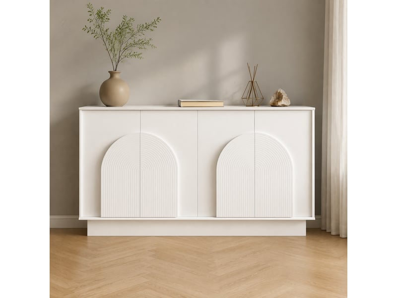 Buffet bas 4 portes blanc mat en mdf - 160 x 38 x 80 cm - Conforama C