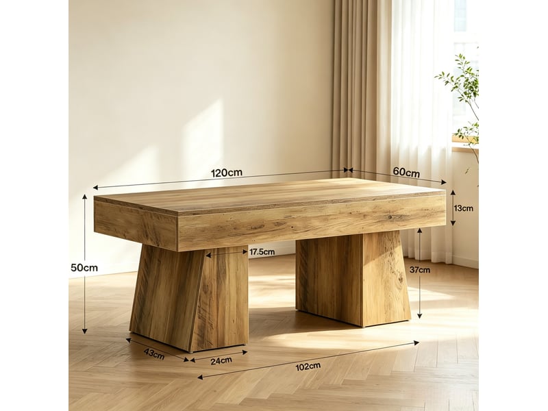  Table basse 120x60x50 cm style campagne mdf marron  - Conforama E
