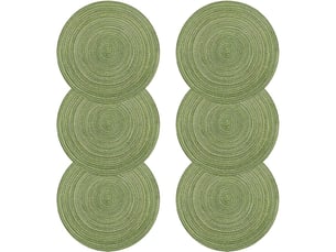 Sets de table,  lot de 6 set de table tressé en coton résistant à la chaleur pour salle à manger, set de table rond 38x38cm(rond,vert)