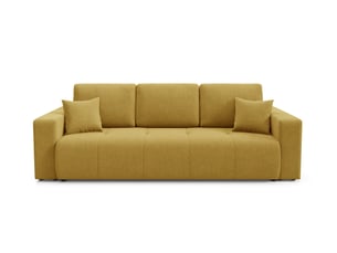 Canapé droit convertible   4 places Tissu jaune avec coffre de rangement