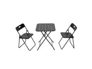 Salon de jardin pliant 3 pièces 60x60 cm noir en acier avec revêtement e-coating, format 2 personnes