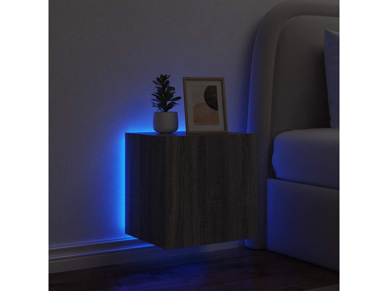  Meuble tv - banc tv - meuble de rangement mural avec lumières led sonoma gris 40,5x35x40 cm  - Conforama D