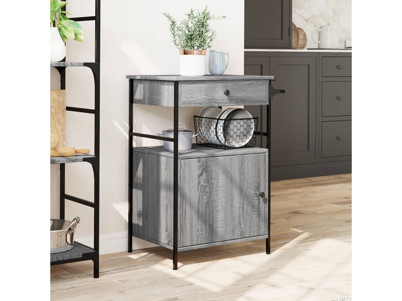 Desserte de cuisine, chariot de rangement sonoma gris 56x43x89,5 cm bois d'ingénierie - Conforama C