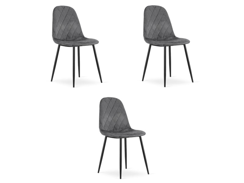Family chaise asti - velours gris foncé x 3  - Conforama A