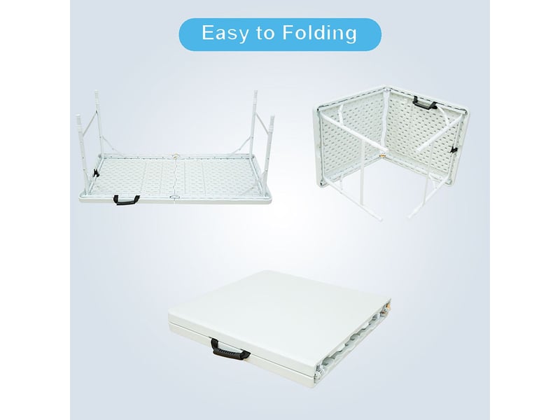  Table à manger 124,97 cm pliable hauteur réglable résistante à la rouille facile à nettoyer coloris blanc  - Conforama B