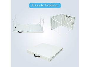 Table à manger 124,97 cm pliable hauteur réglable résistante à la rouille facile à nettoyer coloris blanc