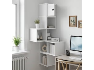 Étagère d'angle flottante, étagère murale blanc 48 x 48 x 120 cm bois d'ingénierie cf41385