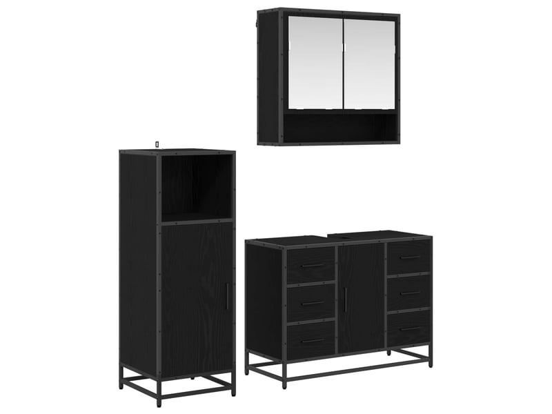  Ensemble de mobilier de salle de bain 3 pc chêne noir cf64342  - Conforama B