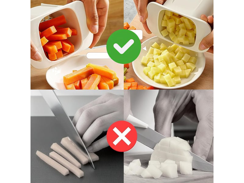  Decoupe legumes manuel multifonction, découpe frite, coupe legumes en dés ou en julienne, hachoir manuel gain de temps  - Conforama D