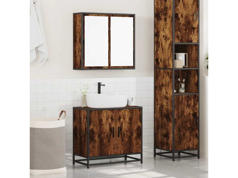 Ensemble de meubles de salle de bain 2 pcs chêne fumé cf63583 - Conforama C