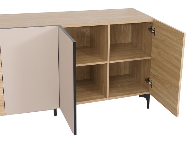 Buffet hwc-q84, armoire-commode, portes à structure 3d, compartiments de rangement, mdf mélaminé, 80 x 160 x 42 cm - aspect chêne - Conforama E