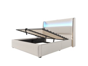 Lit avec rangement 160x200 cm    coloris beige