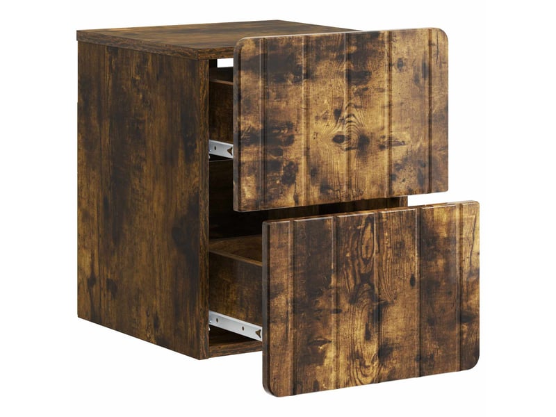  Table de chevet mural 2 pièces chêne fumé 33 x 34,5 x 43 cm  - Conforama D