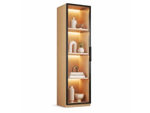 Vitrine coloris bois clair 3 étagère(s) <strong>DESMIU</strong> <strong></strong> - 40 cmx165 cm
