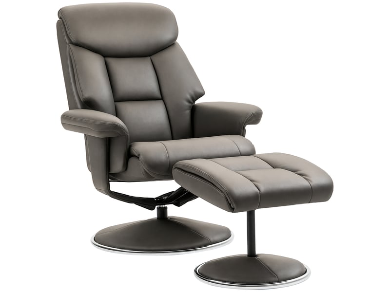  Fauteuil inclinable avec repose-pieds, dossier réglable, similicuir, jusqu'à 150 kg, gris  - Conforama A