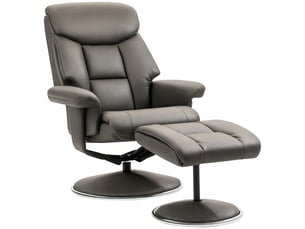Fauteuil inclinable avec repose-pieds, dossier réglable, similicuir, jusqu'à 150 kg, gris