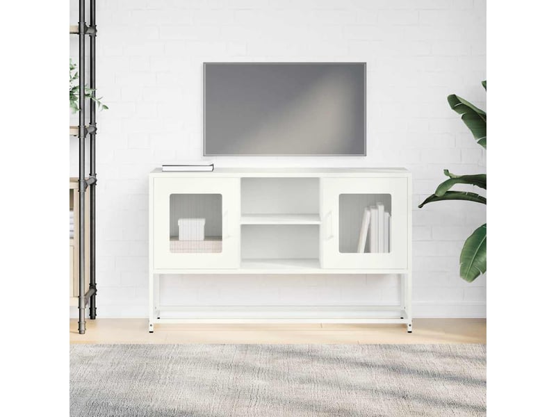  Meuble tv - banc tv - meuble de rangement blanc 100,5x39x60,5 cm acier  - Conforama C